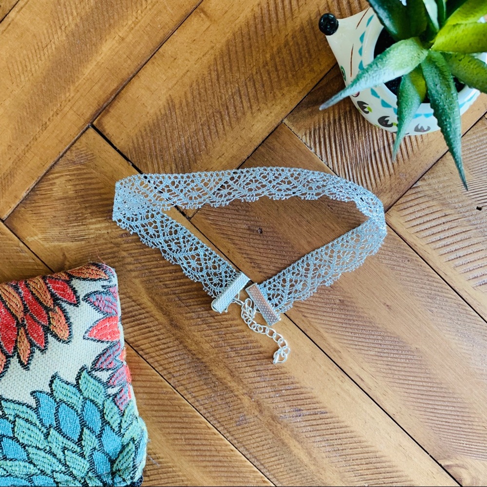 Silver Lace Choker Necklace